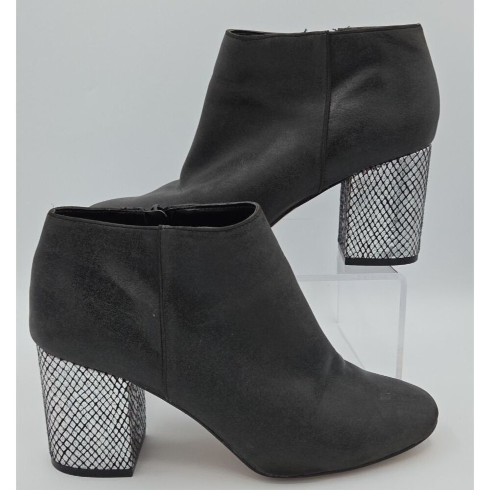 Katy Perry Women's Size 9 Corra Vegan Black ankle booties Shiny Block Heel EUC